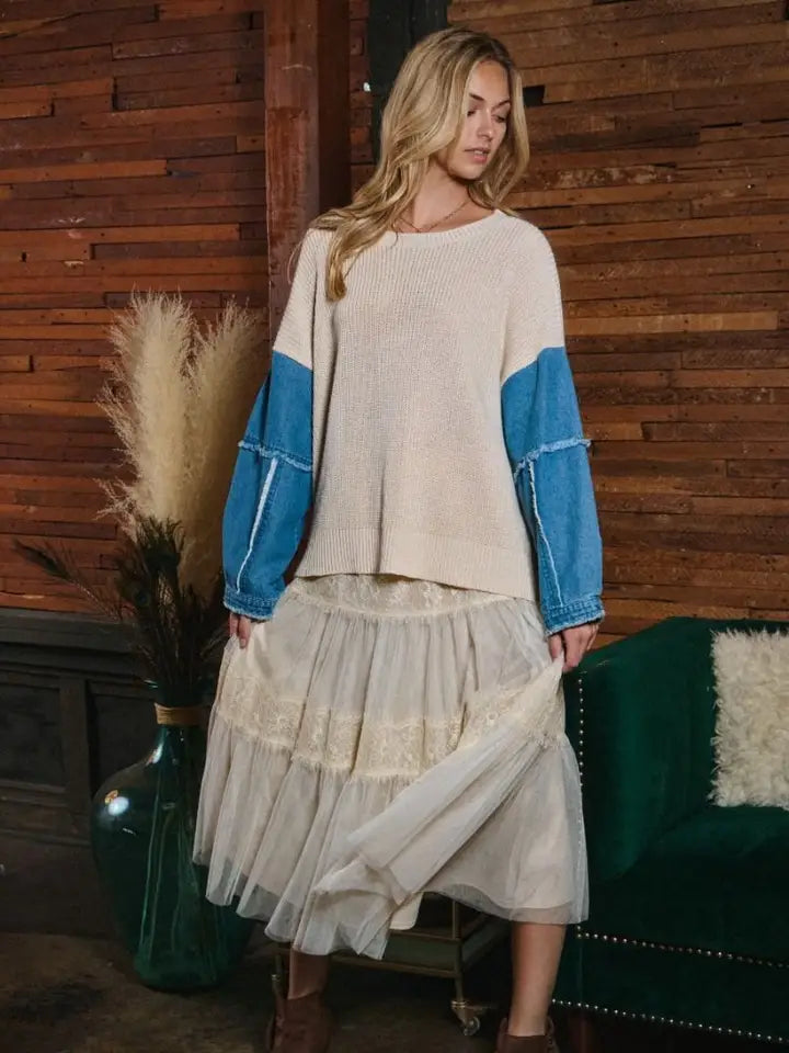 Crest Lace and Mesh Skirt