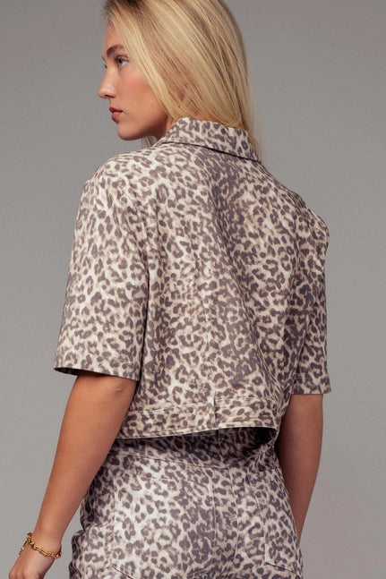 Leopard Print Cropped Jacket