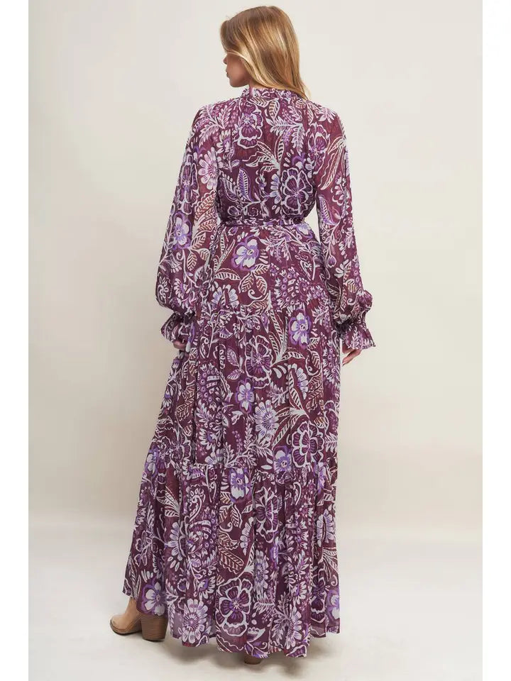 Shelly Purple Paisley Maxi Dress