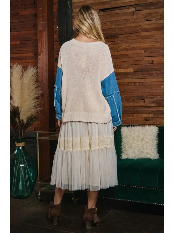 Crest Lace and Mesh Skirt