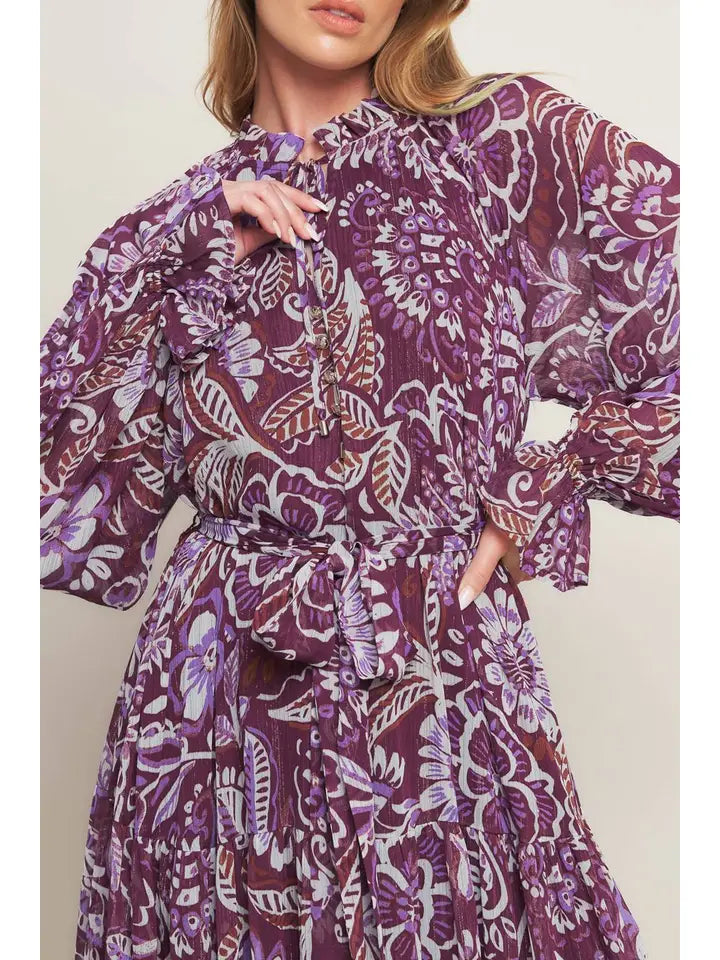 Shelly Purple Paisley Maxi Dress