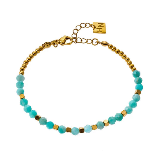 CLEMENTINA: Amazonite Stones & Gold Beaded Bracelet