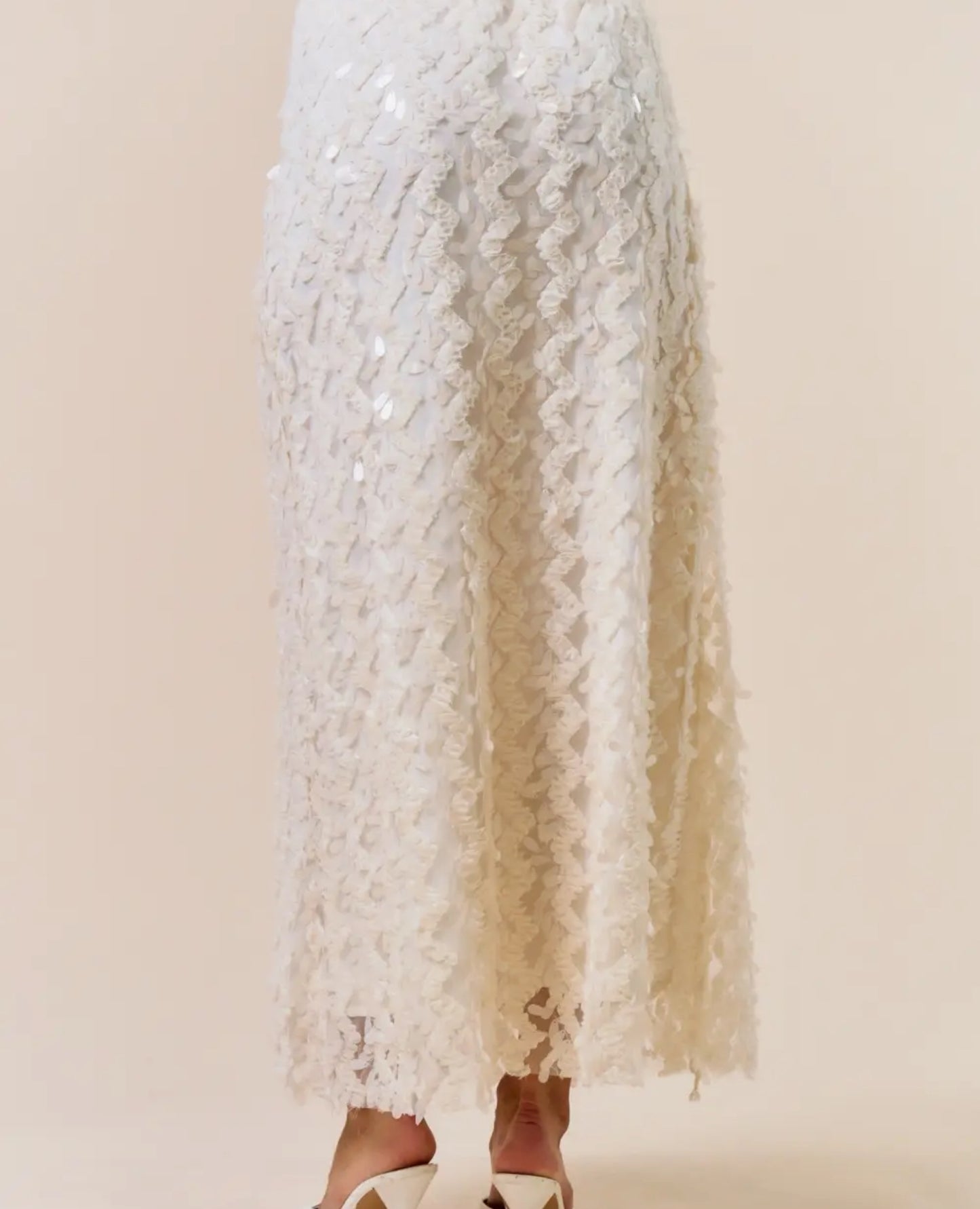 Sequin White Maxi Skirt