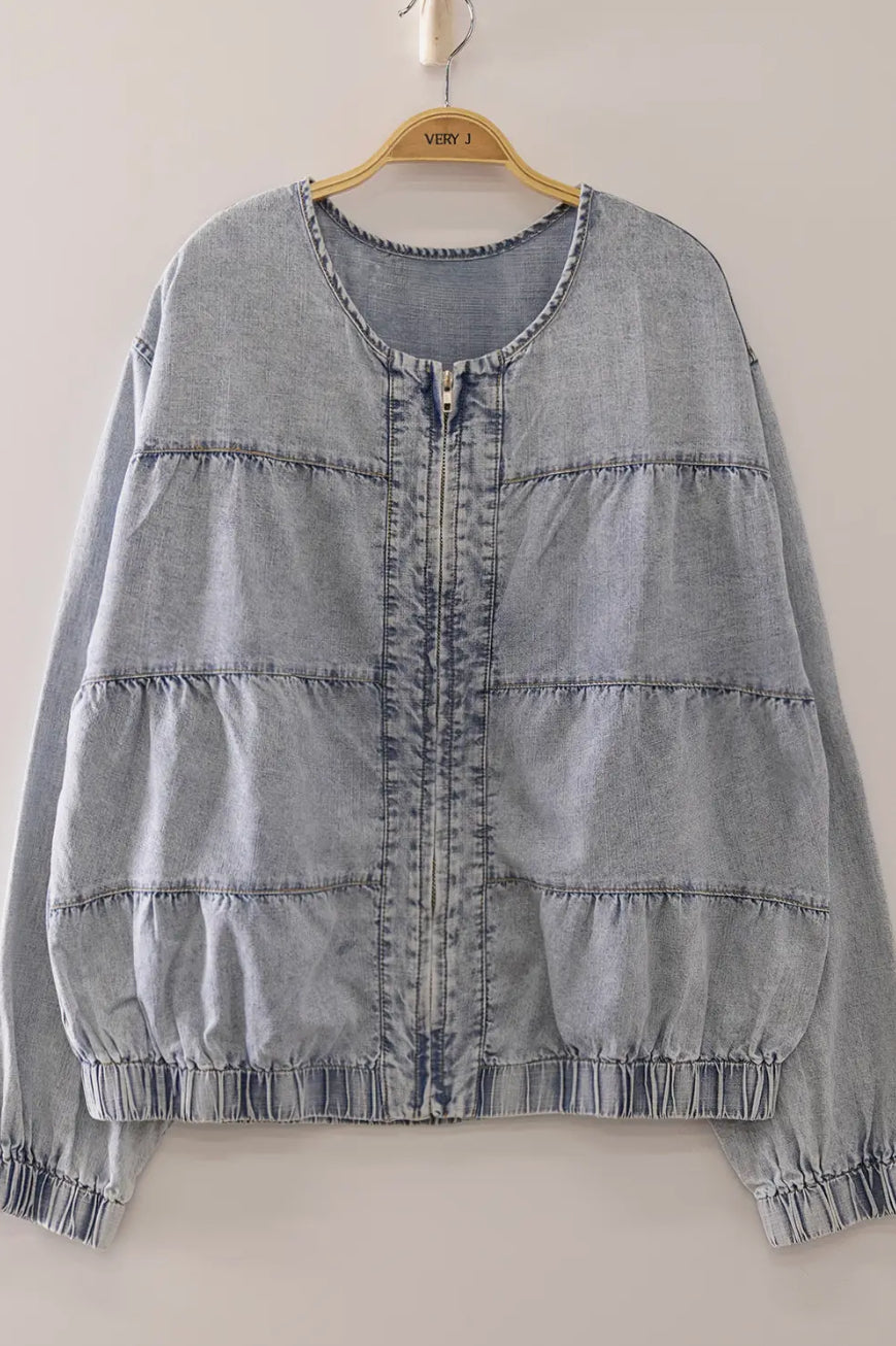 Autumn Denim Bomber Jacket