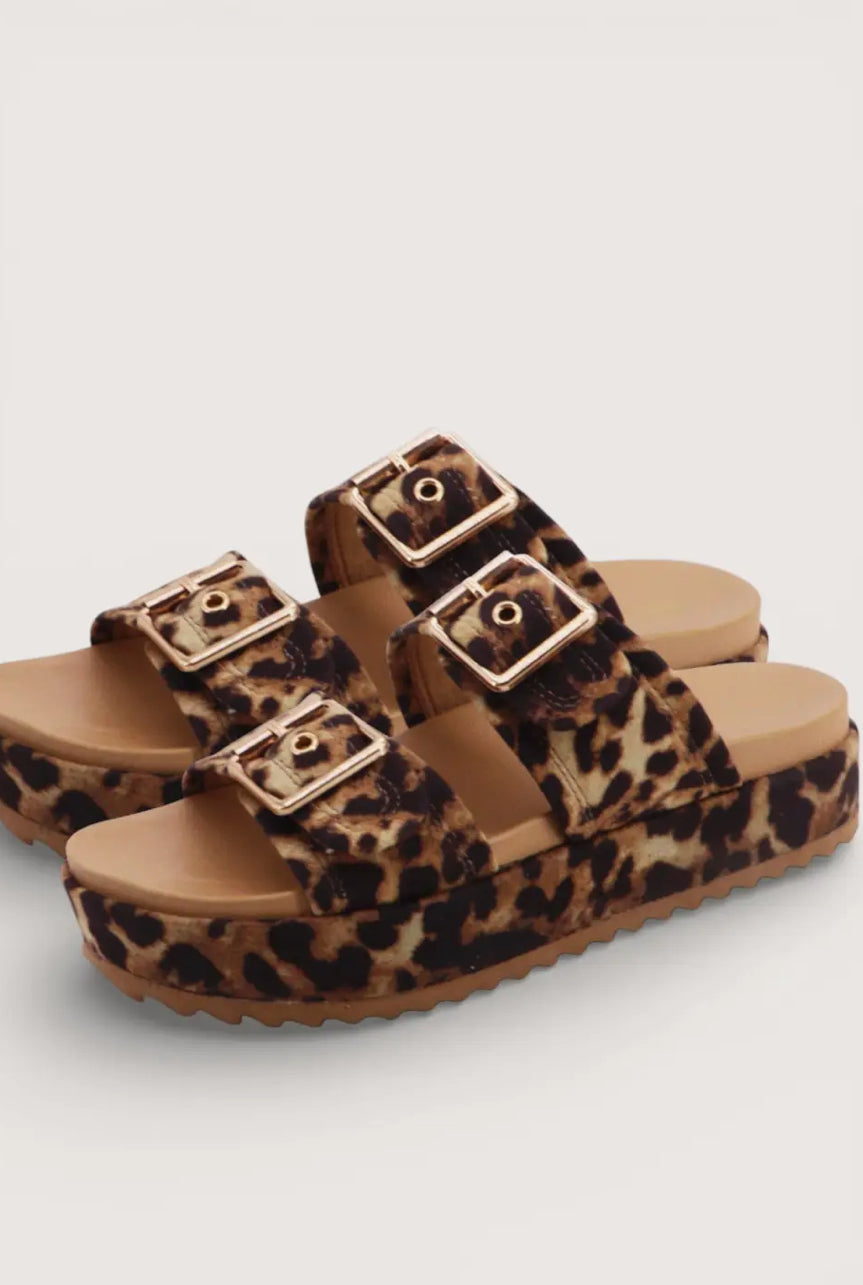Cheetah platform sandals