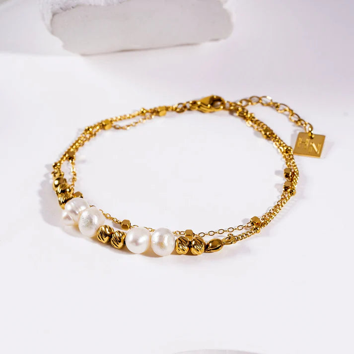 MARENTA Bracelet with Gold Beads and Freshwater Pearls
