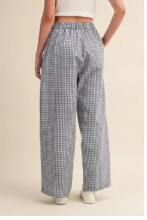 Blue Gingham Pintuck Pants