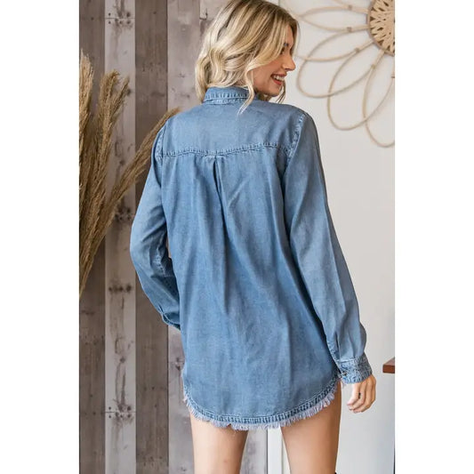 Alex Button Down Chambray Top