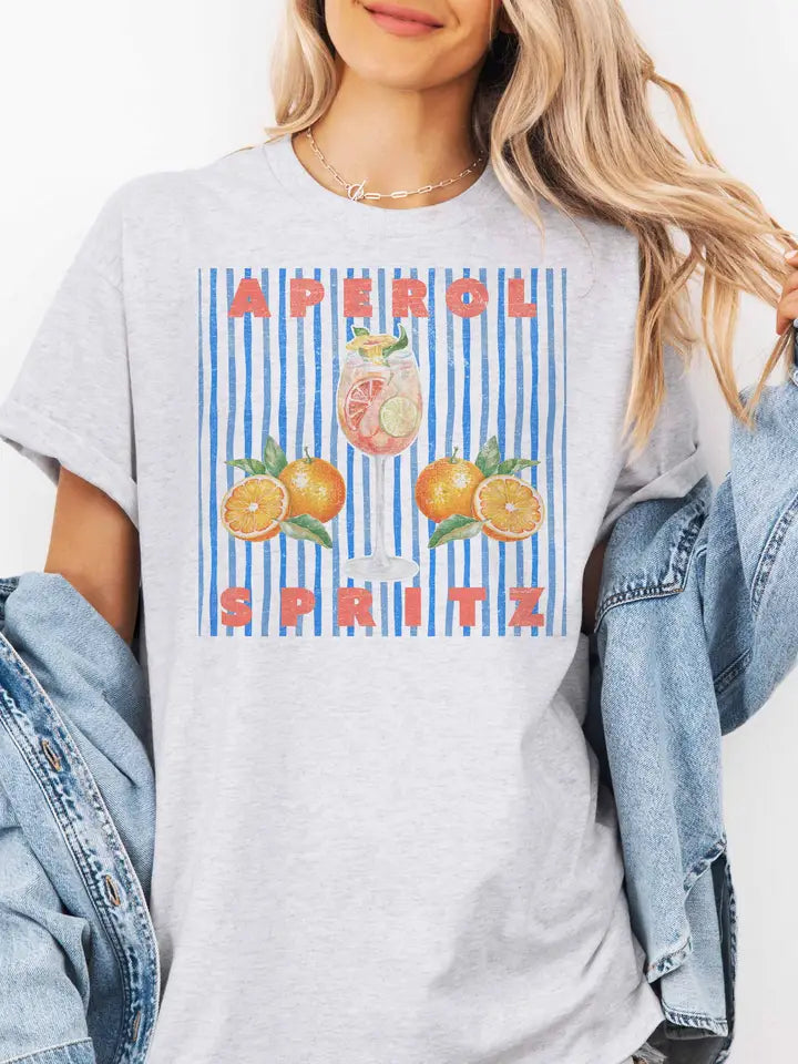 Aperol Spritz oversized pink graphic tee