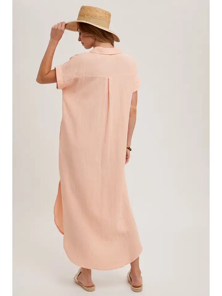 Scottie Maxi Shirt Dress Peach fuzz