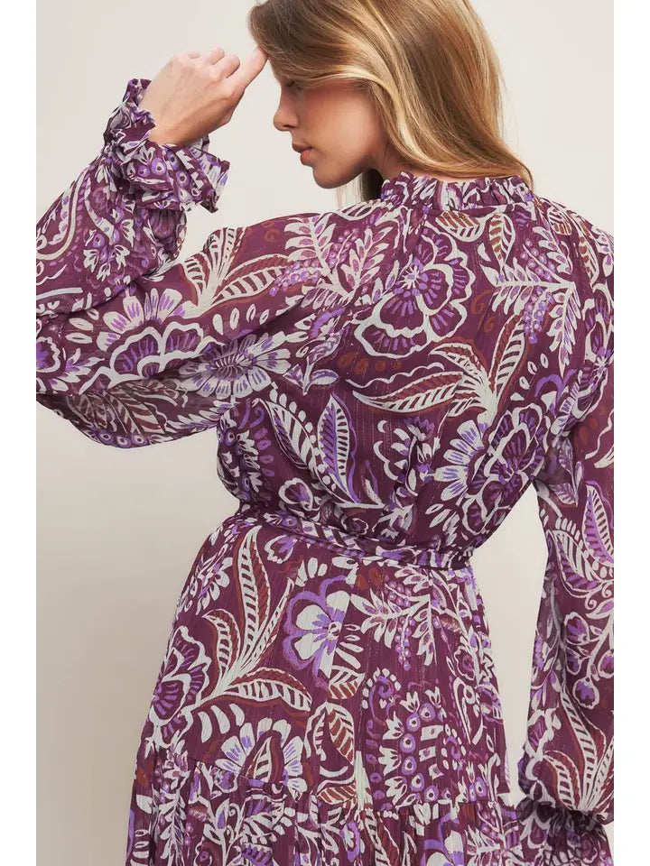 Shelly Purple Paisley Maxi Dress