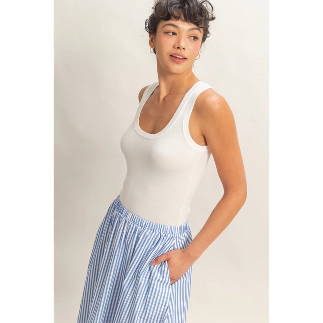 White Timeless Scoop Tank