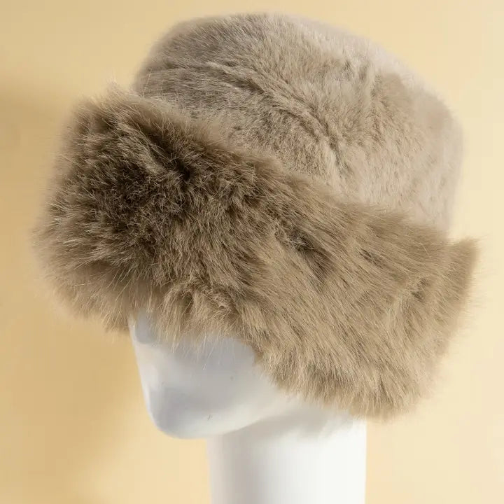 Vintage Faux Fur Winter Hat Brown