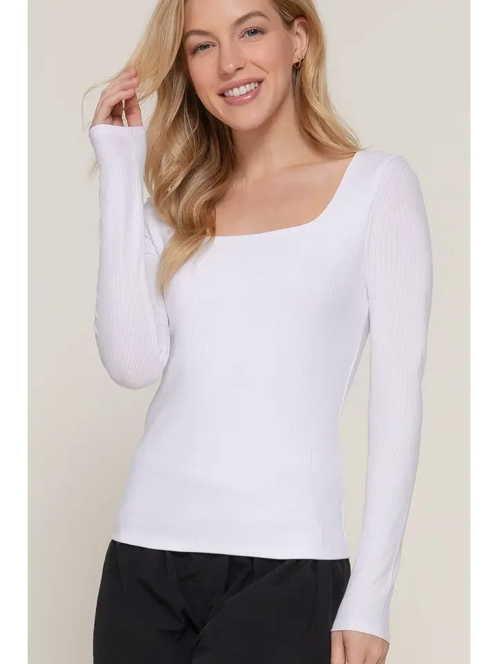 White Viesta Square Long Sleeve Top
