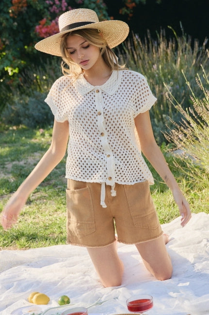 Natasha Crochet White Cardi