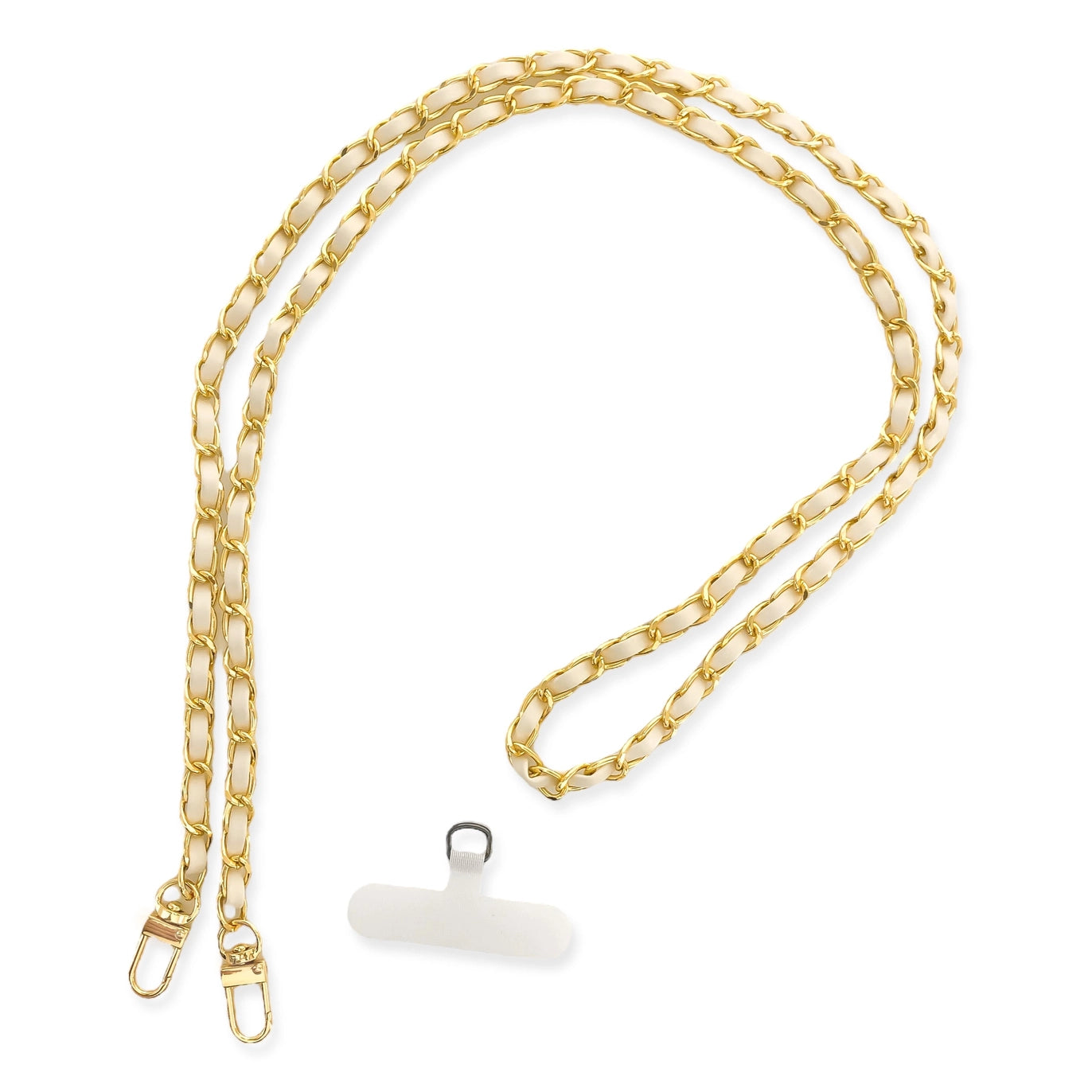 Phone Case Strap whitw and gold