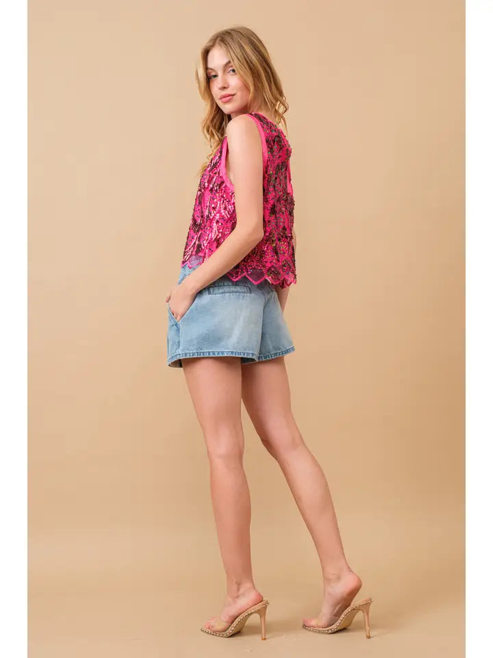 Tandy Pink Sequin Tank Top