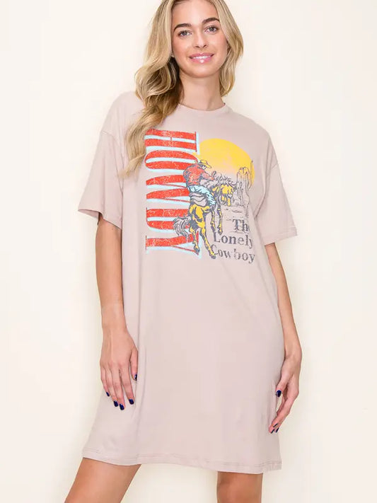 Graphic Tee Dress Lonely Cowboy