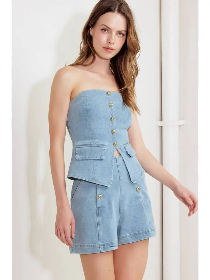 Duki Denim Strapless top