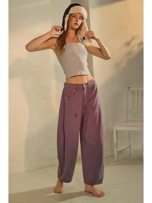 Egg Plant Barrel Pants