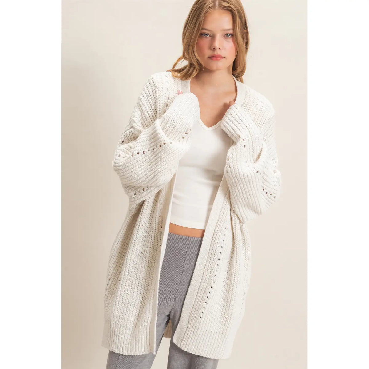 Ceiny White Knit Cardi