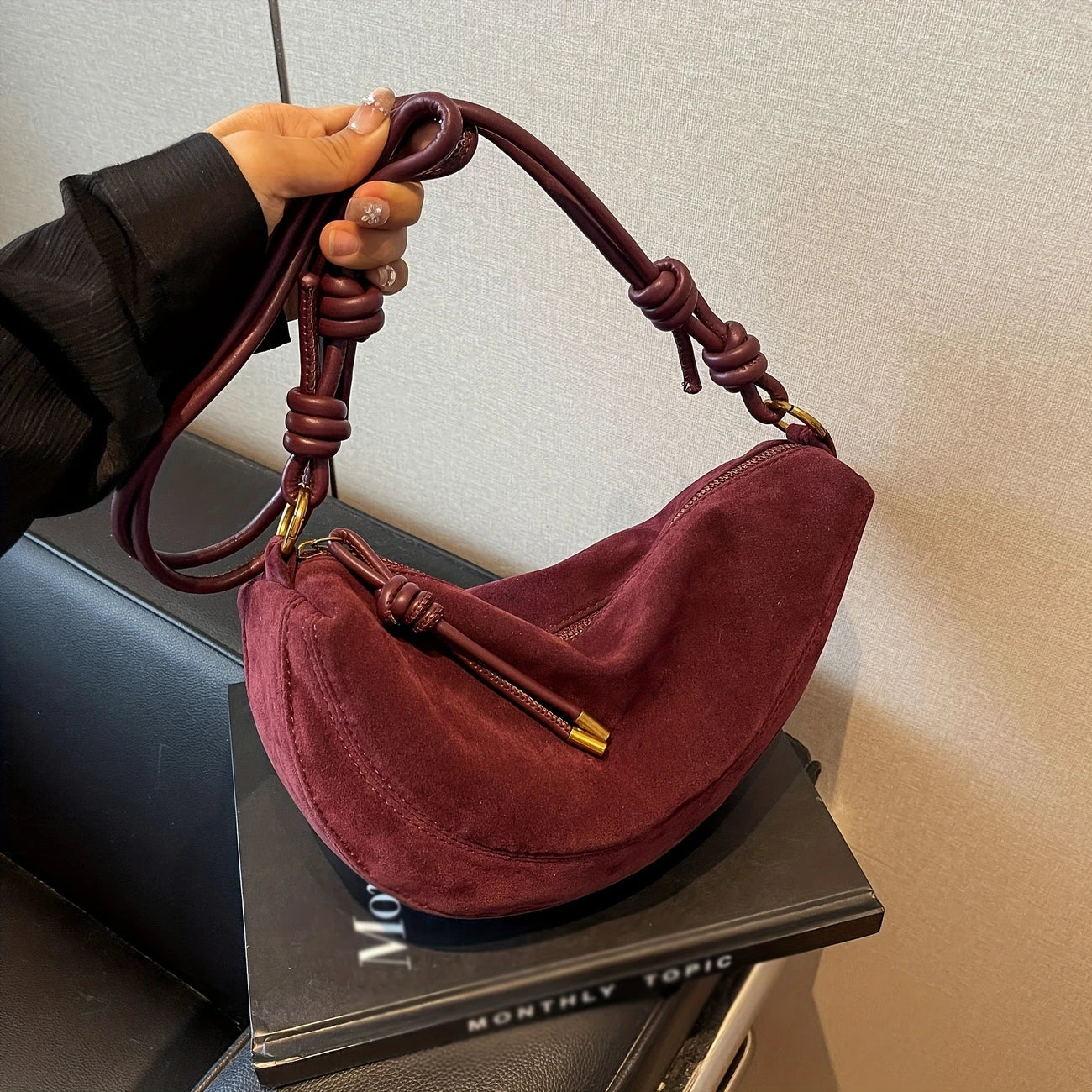 Suede Cross body  Burgundy