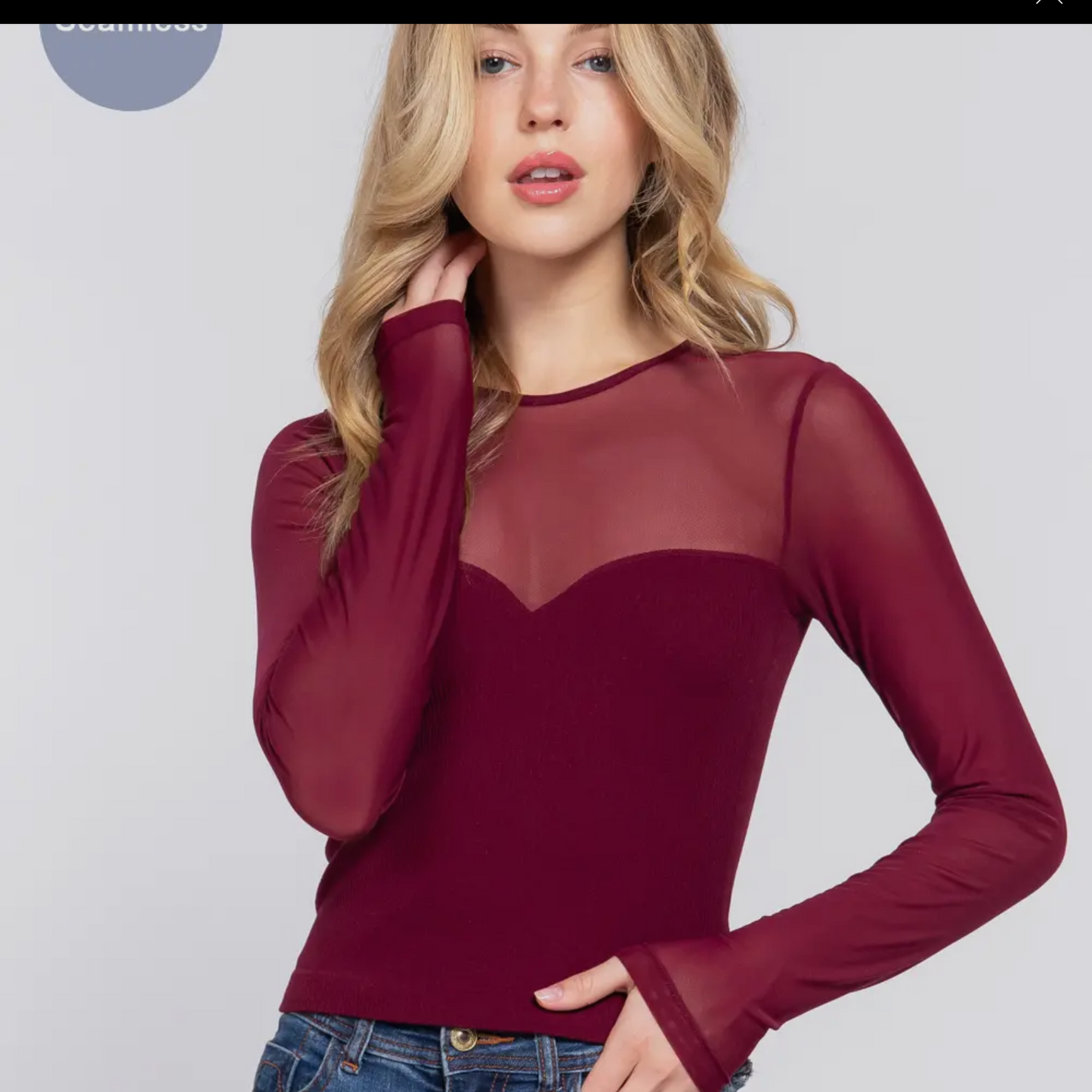 Carley Mesh Top Burgundy