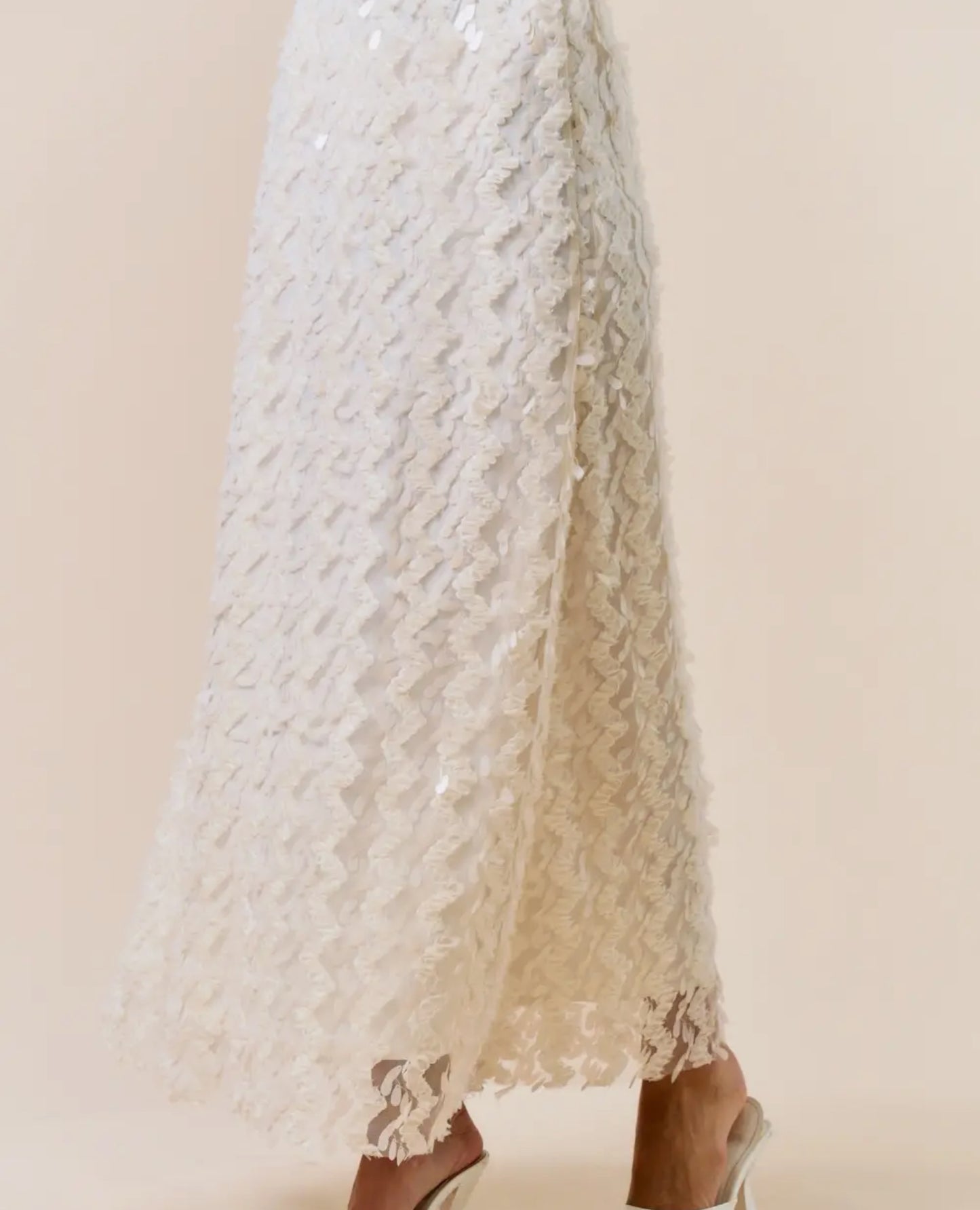 Sequin White Maxi Skirt