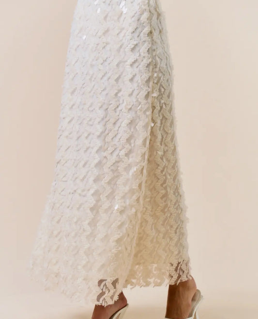 Sequin White Maxi Skirt