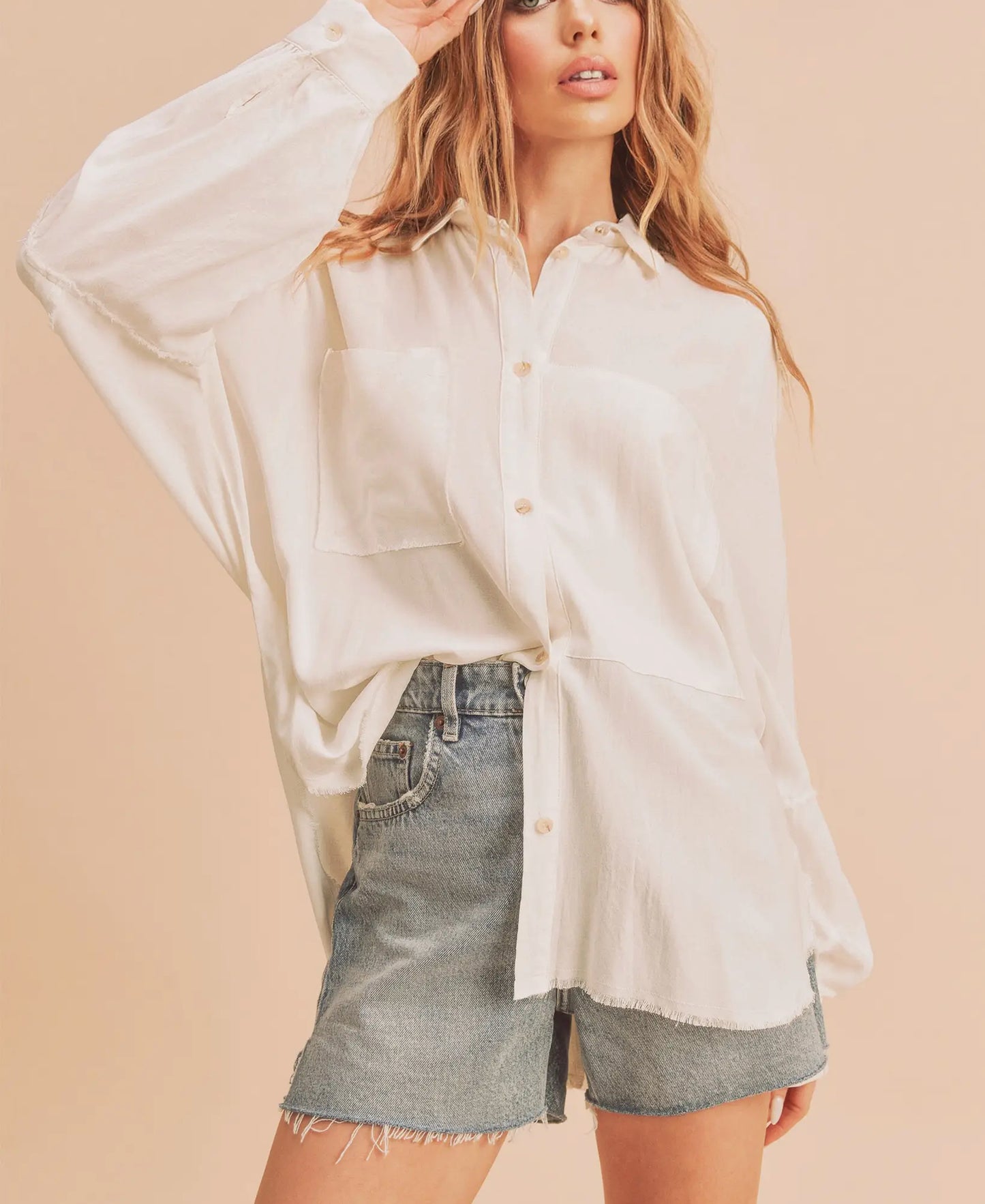 Delia White Button up top