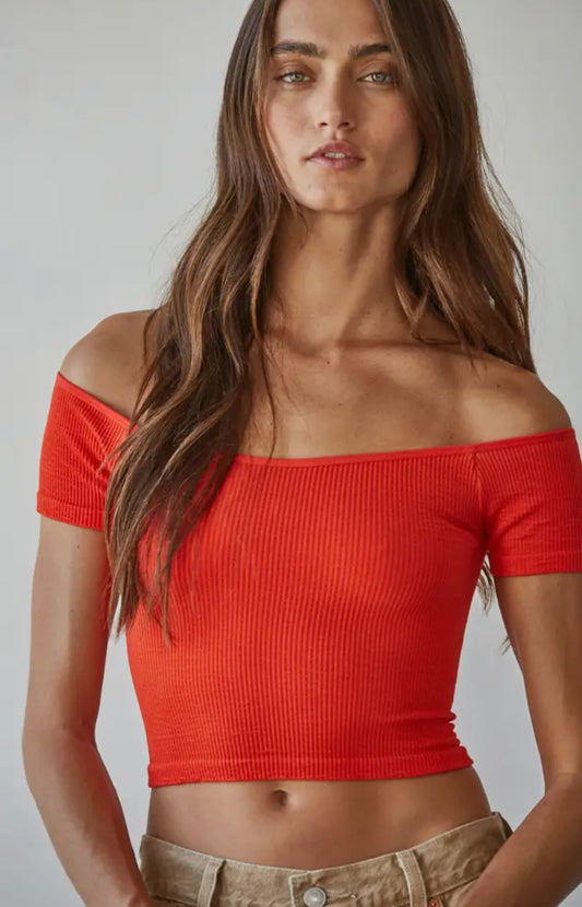 Orange off the shoulder Top