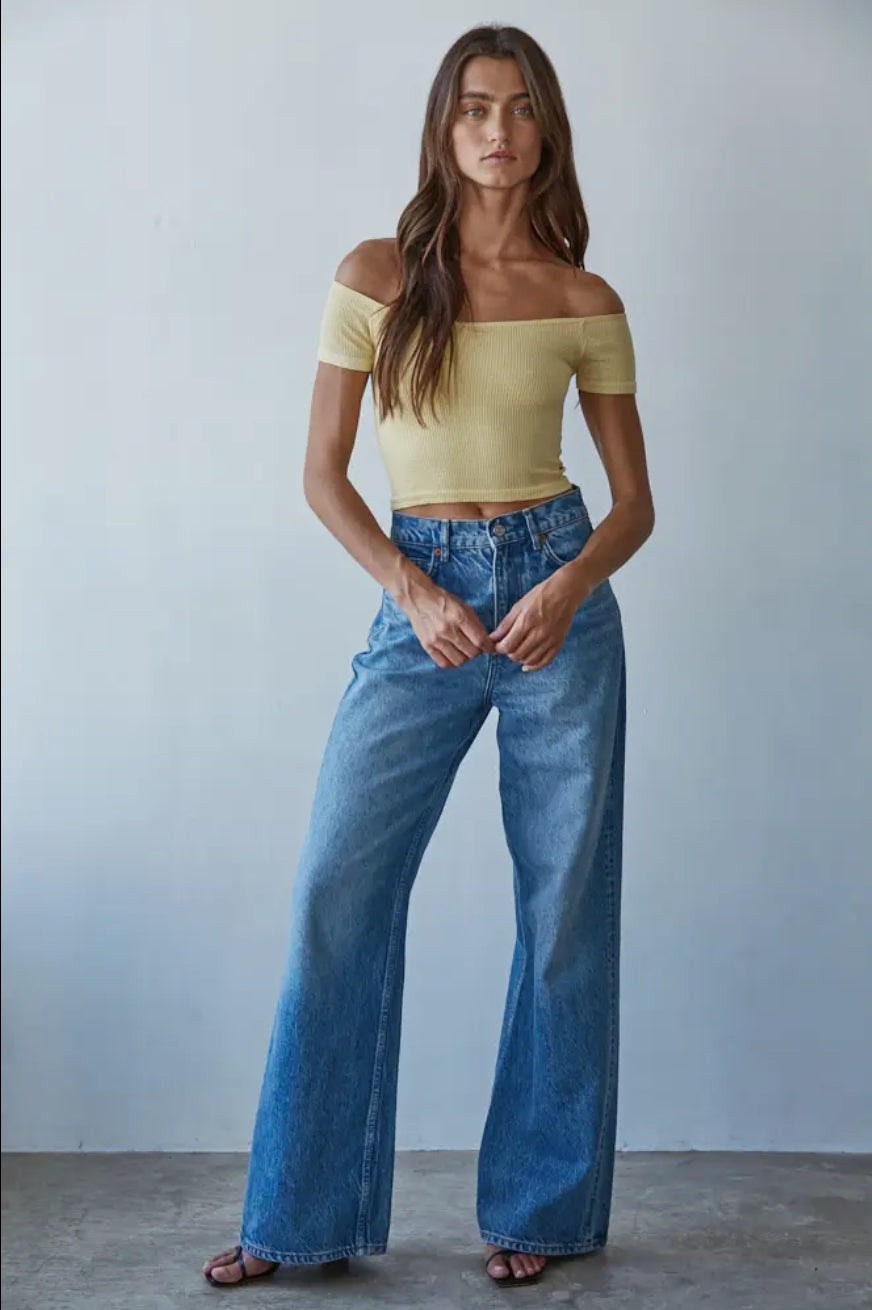 Butter Yellow off the shoulder Top