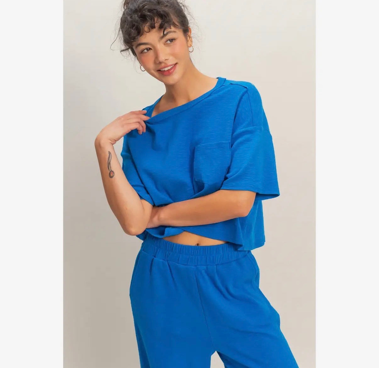 Boxy Crop Colbalt tee