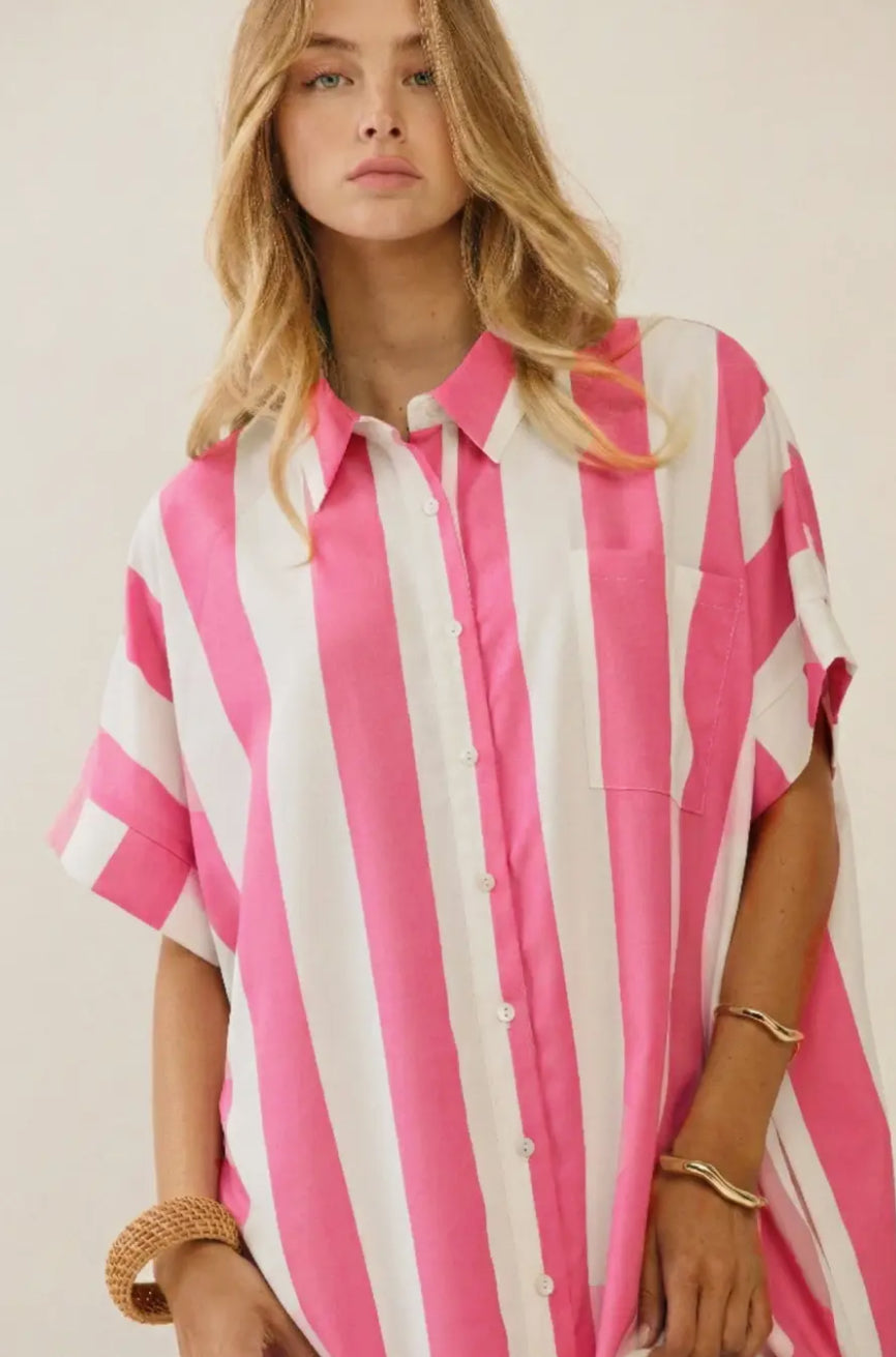 Pink Stripped Shirt dress