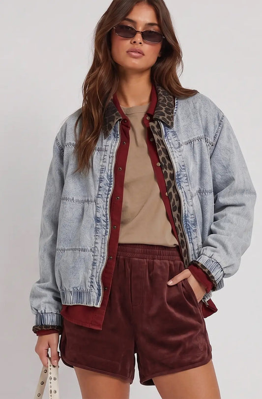 Autumn Denim Bomber Jacket