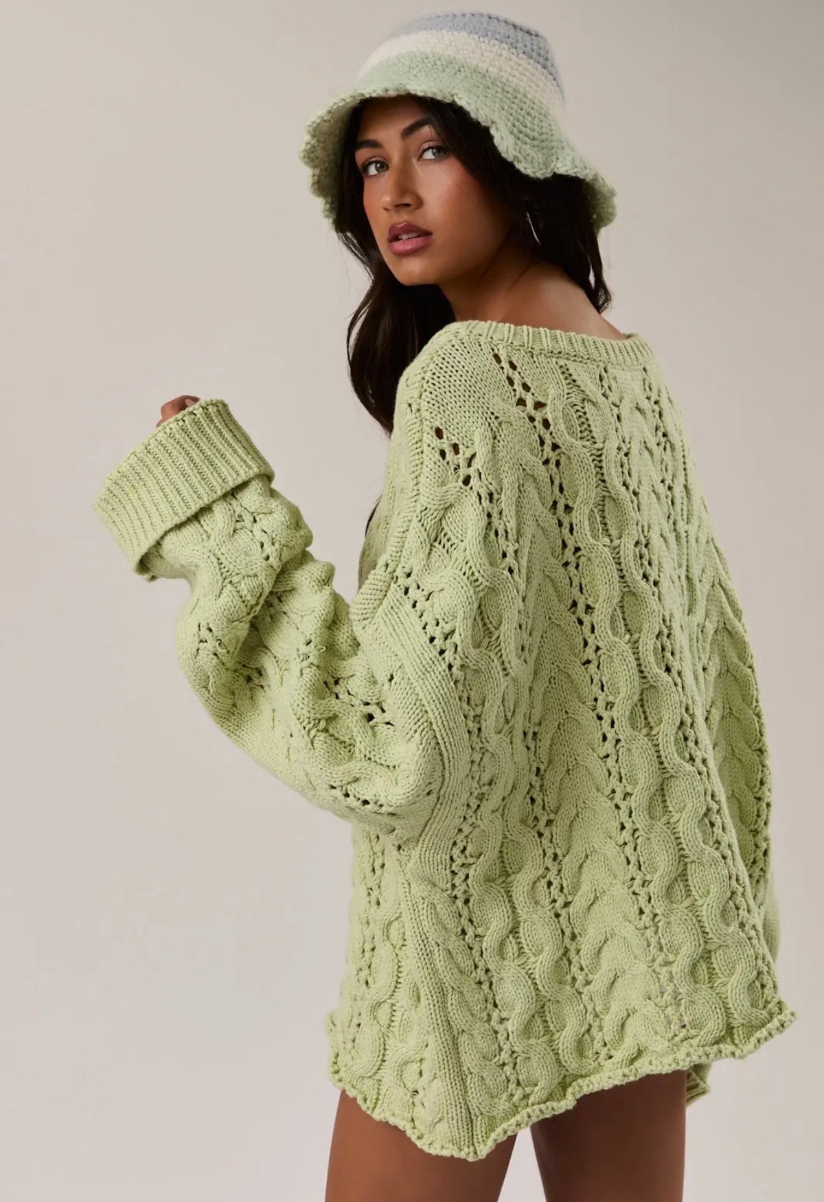 Lessa Lime Green knit Henley