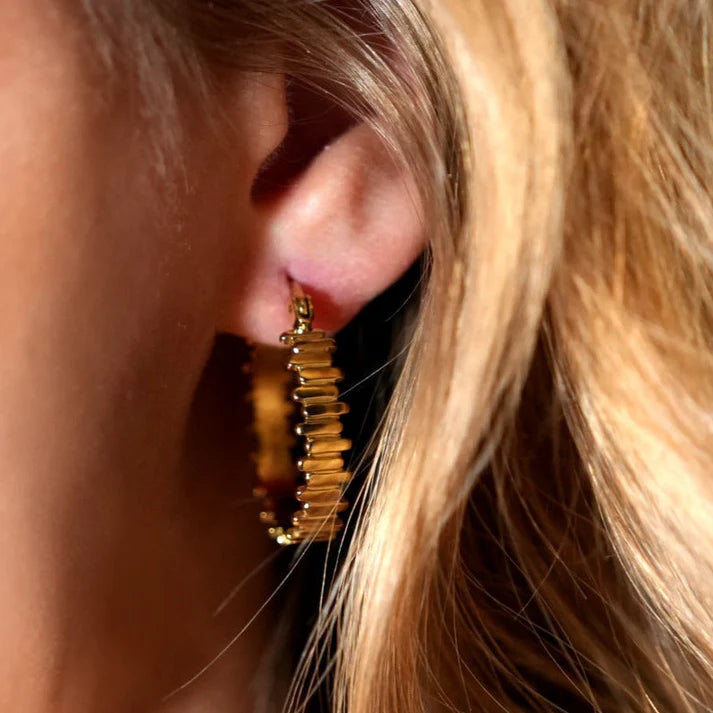 KANA Uneven Laddered Hoop Earrings