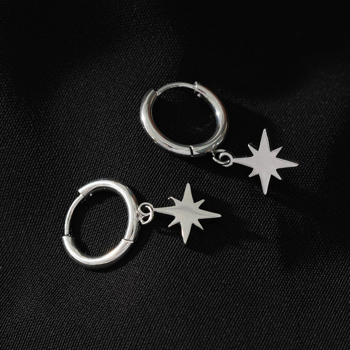 KAYLIN Star Huggy Earrings White Gold