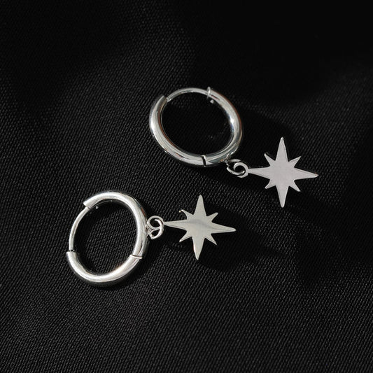 KAYLIN Star Huggy Earrings White Gold