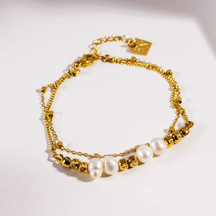 MARENTA Bracelet with Gold Beads and Freshwater Pearls