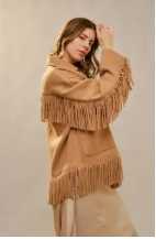Camel Fringe Studded Jacket