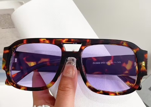 Leopard Print and Purple lens Glasses