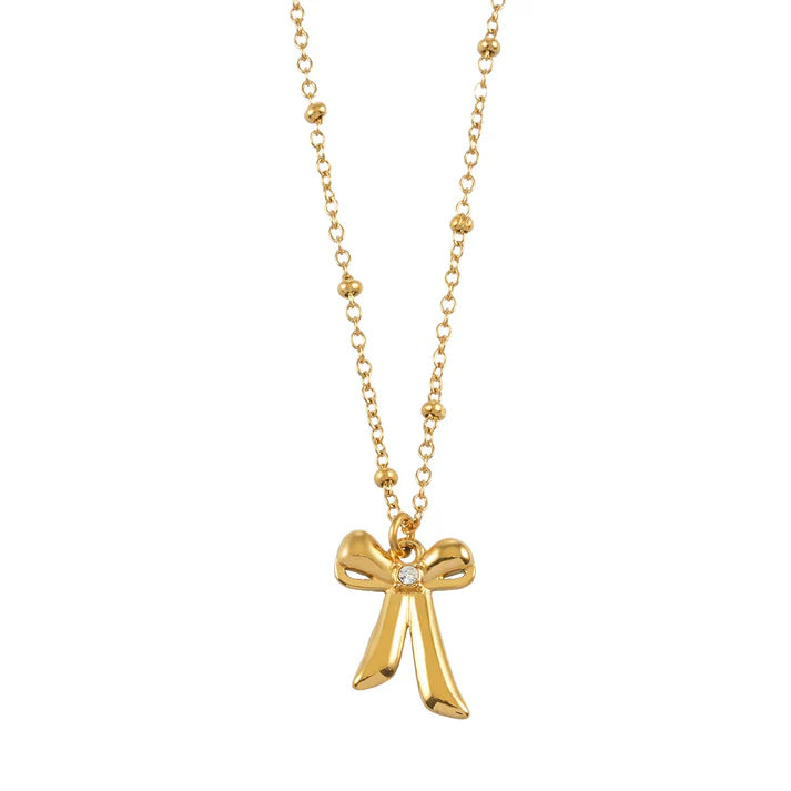 Taliana Bow Necklace Gold