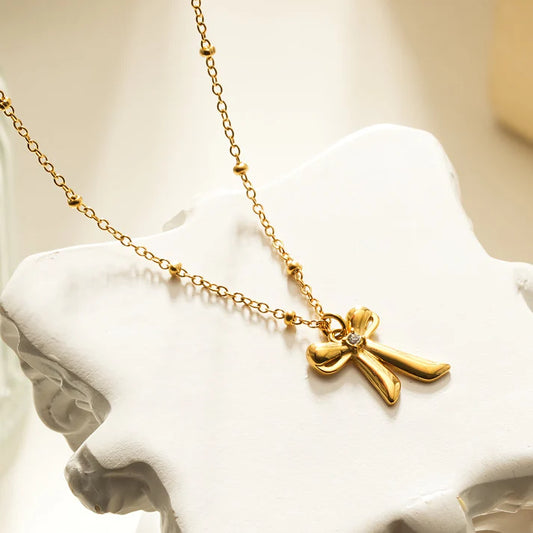 Taliana Bow Necklace Gold