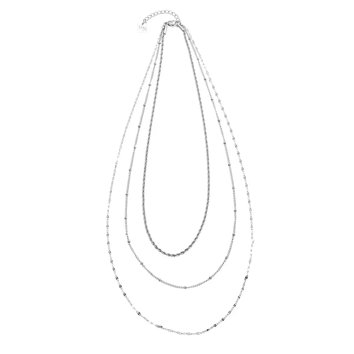 ZURI Silver Triple chain necklace