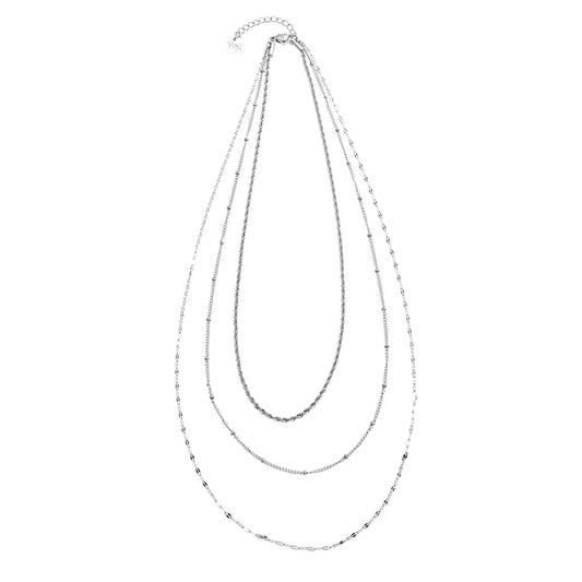 ZURI Silver Triple chain necklace