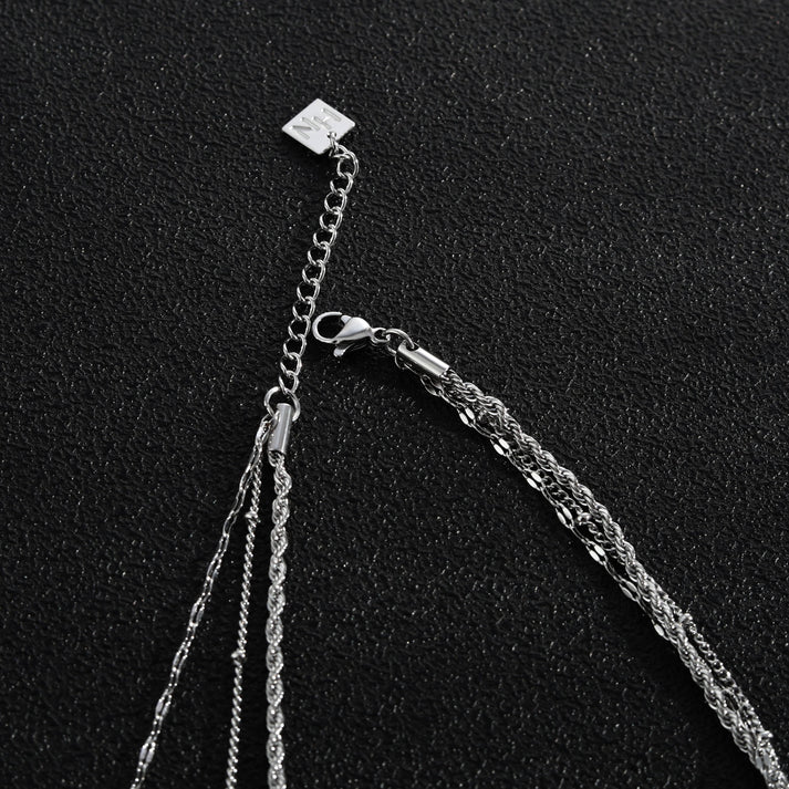 ZURI Silver Triple chain necklace