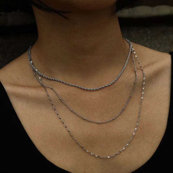 ZURI Silver Triple chain necklace