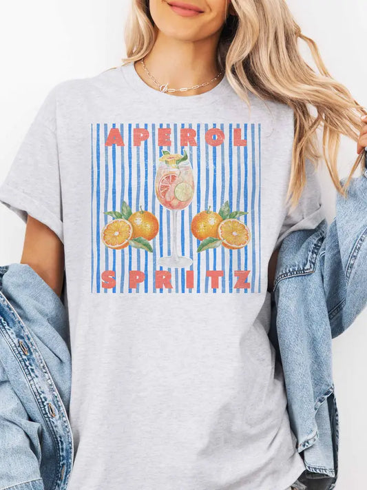 Aperol Spritz oversized pink graphic tee