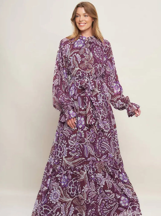 Shelly Purple Paisley Maxi Dress